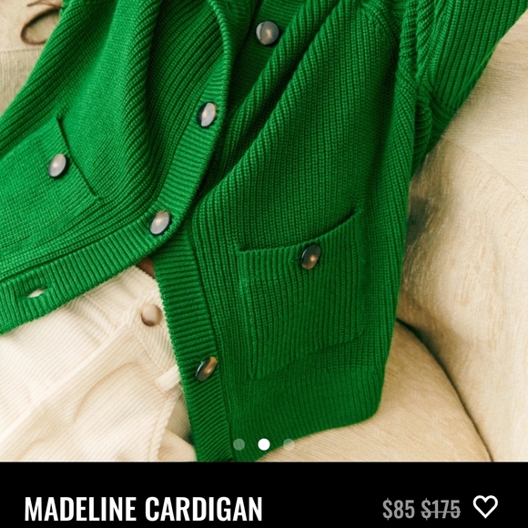 Sezane Green Merino Wool/Organic Cotton Madeline Cardigan - Picture 2 of 4